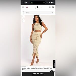 Cream Beach knit two piece set